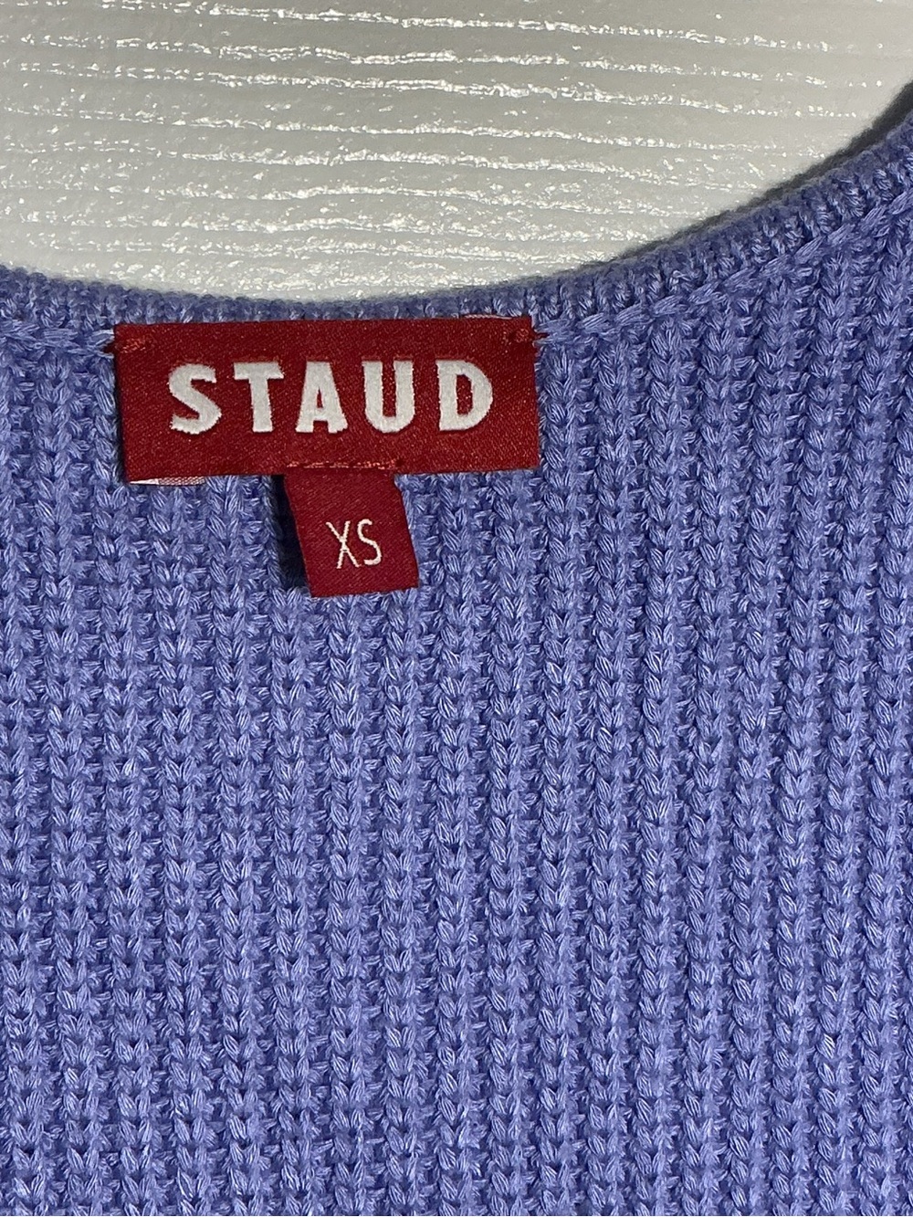 STAUD Camden Rib Knit Midi Dress Periwinkle Lavender XS STRETCH - Picture 4 of 7